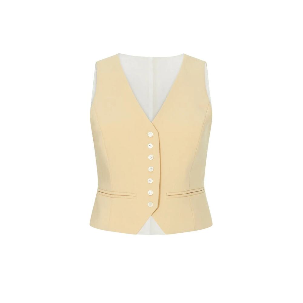 Favorite Daughter Margaret Beige Button Front Sleeveless Crepe Vest Size XS - Picture 4 of 16